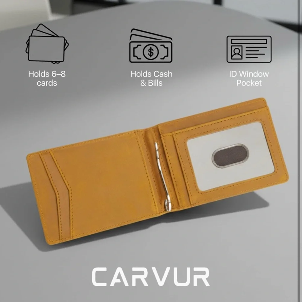 Slim Bifold RFID Blocking Full Grain Genuine Leather Front Pocket Minimalist